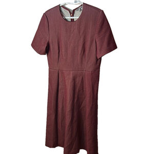 COS Elegant Burgundy Maxi Dress short sleeve textured size medium